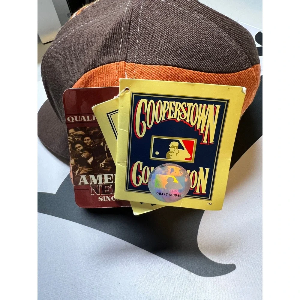 Vintage SF Giants‎ Hat Mens 7 1/4 Brown Knit Cooperstown Collection Fitted Logo